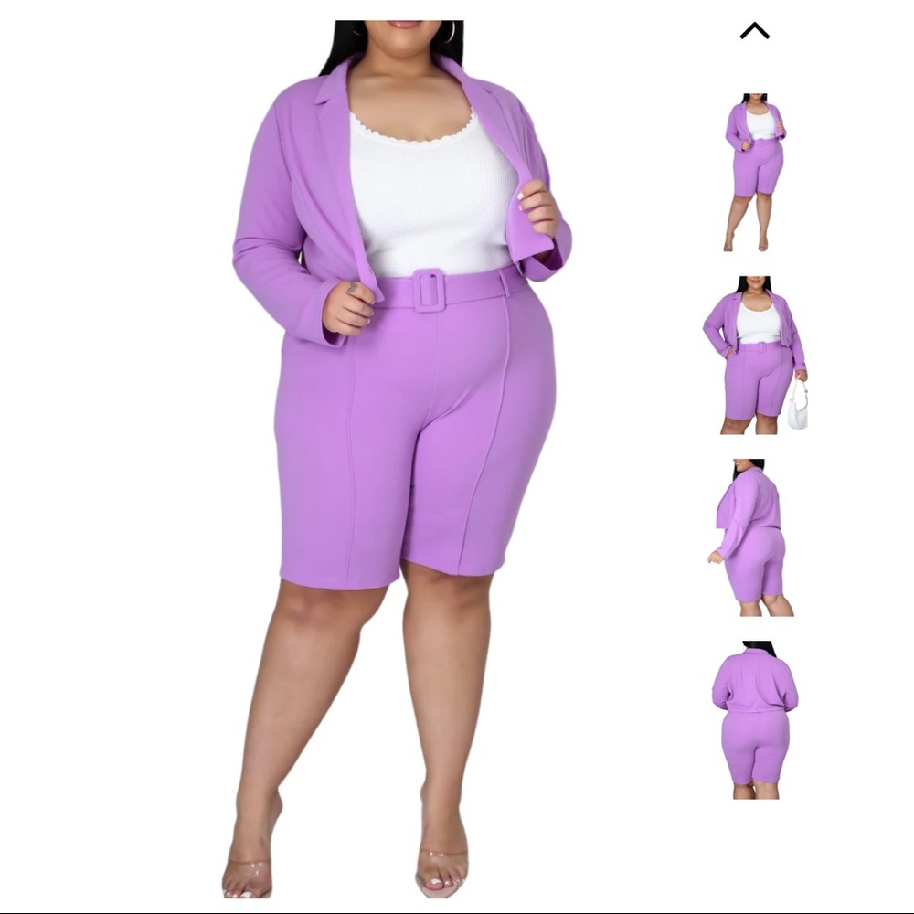 VERY STRETCHY 2 Piece Set Jacket & Bermuda Shorts in Lavendar